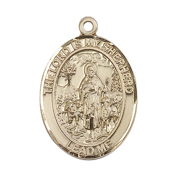 14KT GOLD LORD IS MY SHEPHERD MEDAL - 1" x 3/4"
