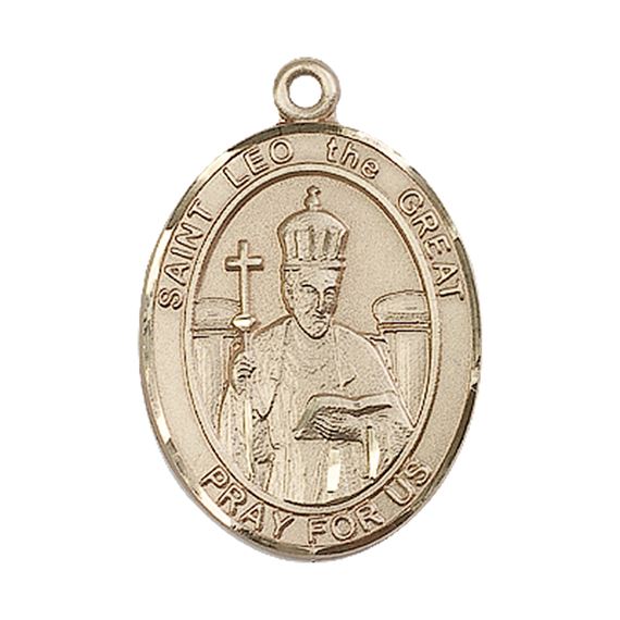 14KT GOLD ST LEO THE GREAT MEDAL - 1" x 3/4"