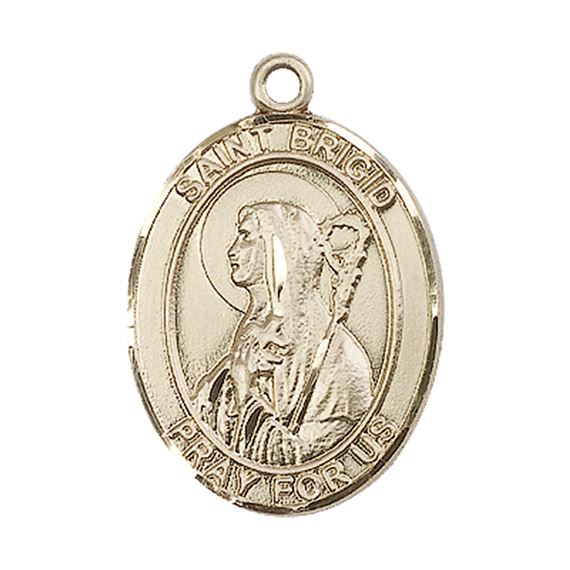 14KT GOLD ST BRIGID OF IRELAND MEDAL - 1" x 3/4"