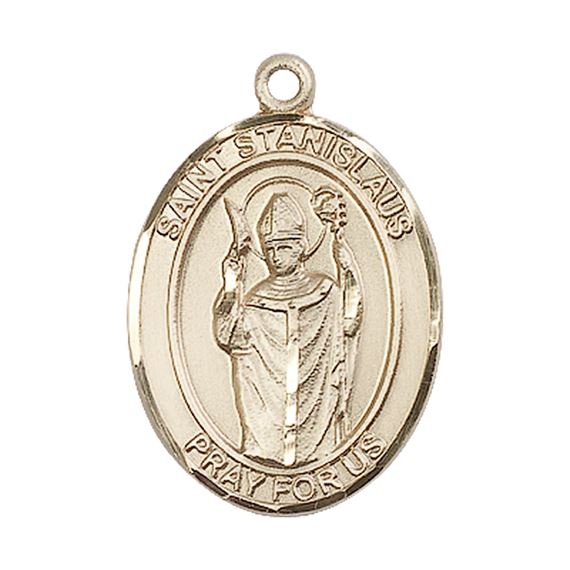 14KT GOLD ST STANISLAUS MEDAL - 1" x 3/4"