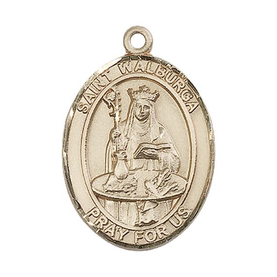 14KT GOLD ST WALBURGA MEDAL - 1" x 3/4"
