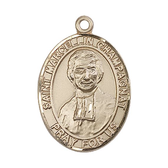 14KT GOLD ST MARCELLIN CHAMPAGNAT MEDAL - 1" x 3/4"
