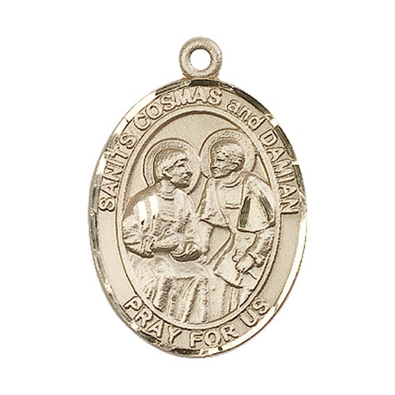 14KT GOLD STS COSMAS & DAMIAN MEDAL - 1" x 3/4"