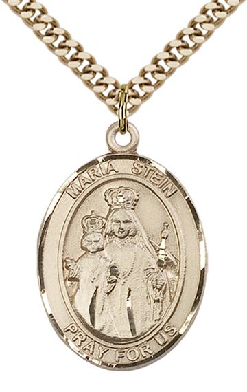 14KT GOLD FILLED MARIA STEIN PENDANT WITH CHAIN - 1" x 3/4"