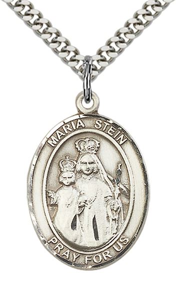 STERLING SILVER MARIA STEIN PENDANT WITH CHAIN - 1" x 3/4"