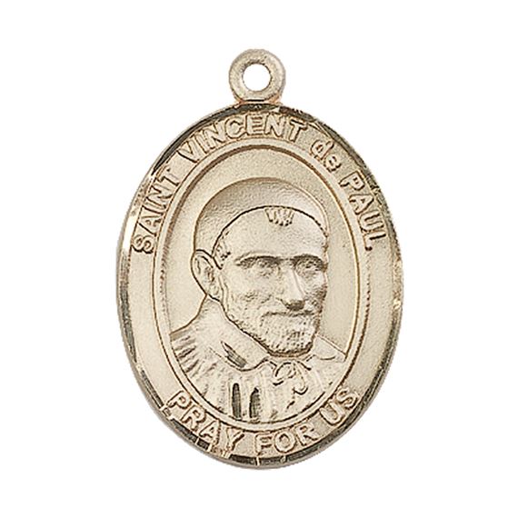 14KT GOLD ST VINCENT DE PAUL MEDAL - 1" x 3/4"
