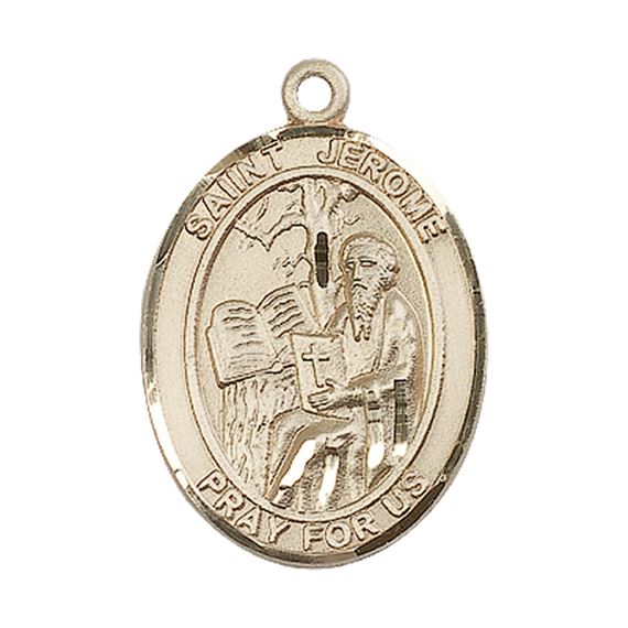 14KT GOLD ST JEROME MEDAL - 1" x 3/4"