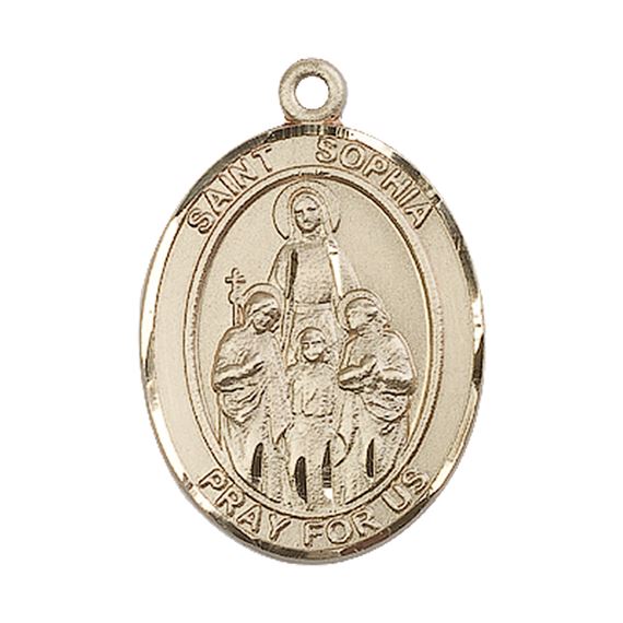 14KT GOLD ST SOPHIA MEDAL - 1" x 3/4"
