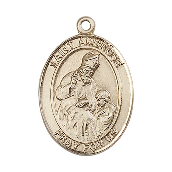 14KT GOLD ST AMBROSE MEDAL - 1" x 3/4"