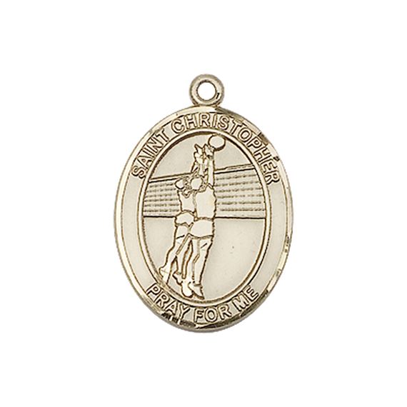 14KT GOLD ST CHRISTOPHER VOLLEYBALL MEDAL - 1" x 3/4"