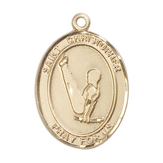 14KT GOLD ST CHRISTOPHER GYMNASTICS MEDAL - 1" x 3/4"