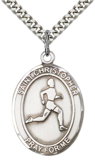 STERLING SILVER ST CHRISTOPHER TRACK&FIELD MEDAL - 1" x 3/4"