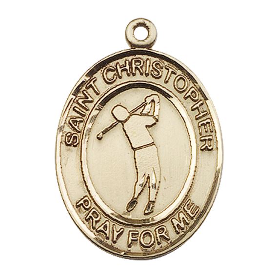 14KT GOLD ST CHRISTOPHER GOLF MEDAL - 1" x 3/4"