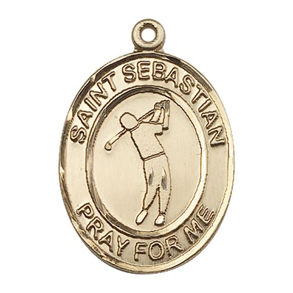 14KT GOLD ST SEBASTIAN GOLF MEDAL - 1" x 3/4"