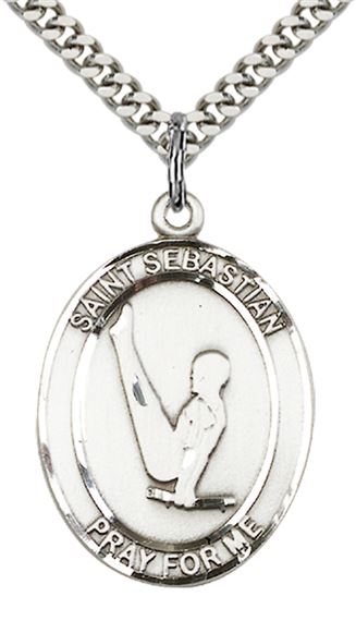 STERLING SILVER ST SEBASTIAN GYMNASTICS MEDAL - 1" x 3/4"