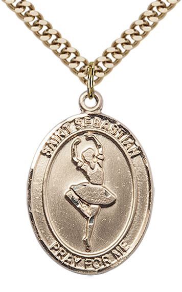 14KT GOLD FILLED ST SEBASTIAN DANCE MEDAL - 1" x 3/4"