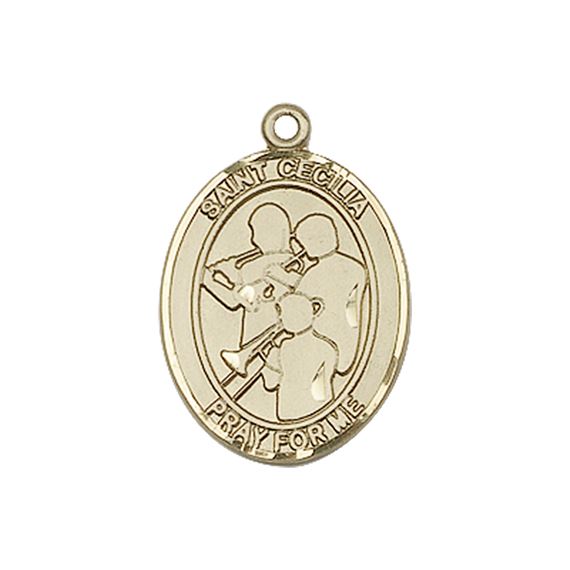 14KT GOLD ST CECILIA MARCHING BAND MEDAL - 1" x 3/4"
