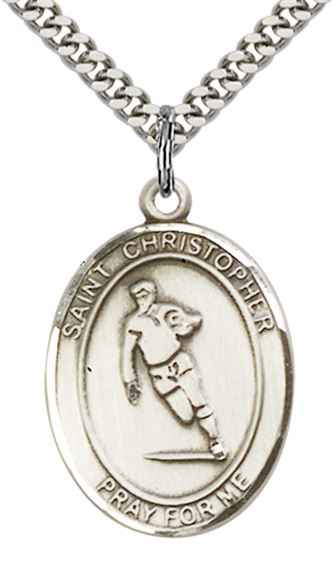STERLING SILVER ST CHRISTOPHER RUGBY MEDAL - 1" x 3/4"