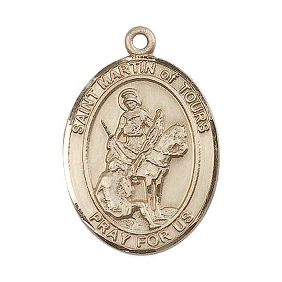 14KT GOLD ST MARTIN OF TOURS MEDAL - 1" x 3/4"
