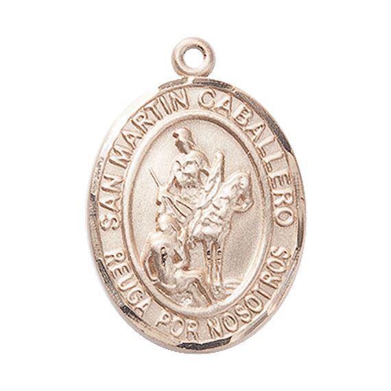 14KT GOLD SAN MARTIN CABALLERO MEDAL - 1" x 3/4"