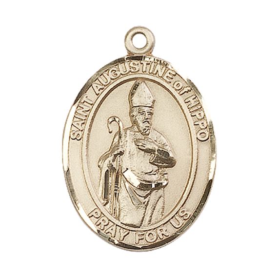 14KT GOLD ST AUGUSTINE OF HIPPO MEDAL - 1" x 3/4"