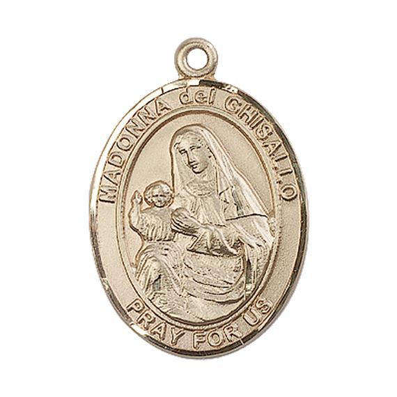 14KT GOLD ST MADONNA DEL GHISALLO MEDAL - 1" x 3/4"