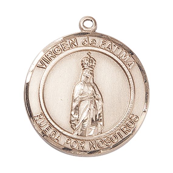 14KT GOLD VIRGEN DE FATIMA MEDAL - 1" x 7/8"