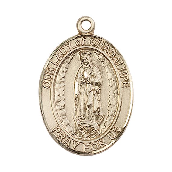 14KT GOLD OUR LADY OF GUADALUPE MEDAL - 1" x 3/4"