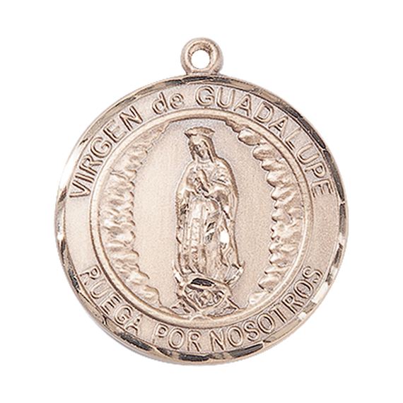 14KT GOLD VIRGEN DE GUADALUPE MEDAL - 1" x 7/8"