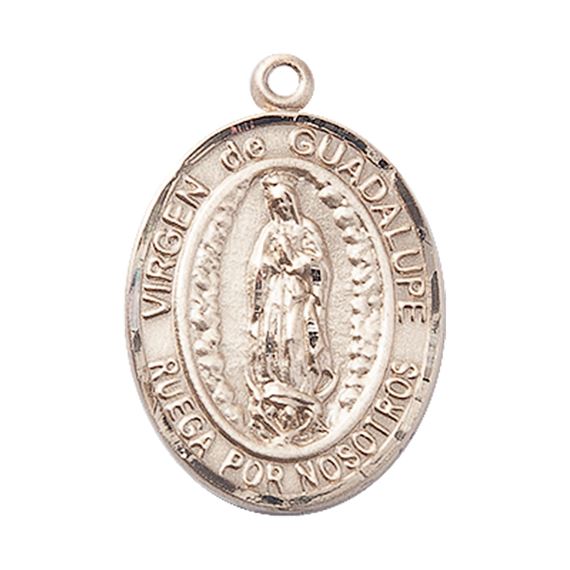 14KT GOLD VIRGEN DE GUADALUPE MEDAL - 1" x 3/4"