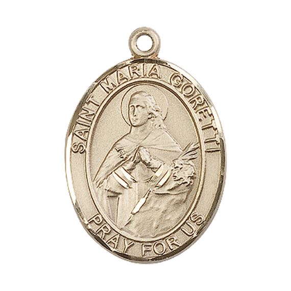 14KT GOLD ST MARIA GORETTI MEDAL - 1" x 3/4"