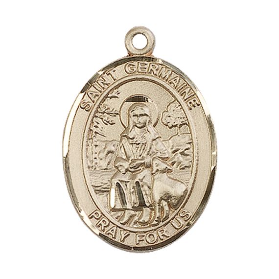 14KT GOLD ST GERMAINE COUSIN MEDAL - 1" x 3/4"