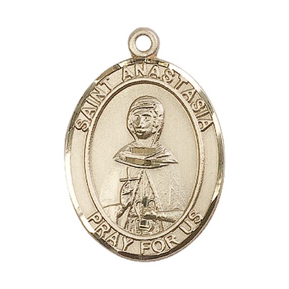 14KT GOLD ST ANASTASIA MEDAL - 1" x 3/4"