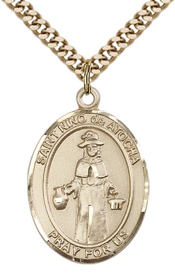 GOLD FILLED ST NINO DE ATOCHA PENDANT ON A CHAIN - 1" x 3/4"