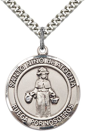 STERLING SILVER NINO DE ATOCHA PENDANT WITH CHAIN - 1" x 7/8"