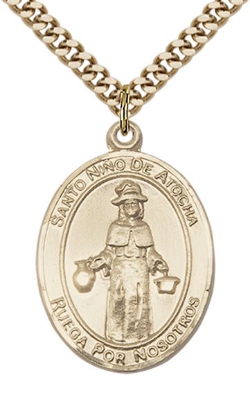 GOLD FILLED NINO DE ATOCHA PENDANT ON A CHAIN - 1" x 3/4"