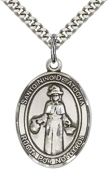 STERLING SILVER NINO DE ATOCHA PENDANT WITH CHAIN - 1" x 3/4"