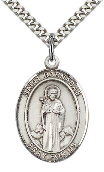 STERLING SILVER ST BARNABAS PENDANT WITH CHAIN - 1" x 3/4"