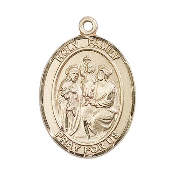 14KT GOLD HOLY FAMILY MEDAL - 1" x 3/4"