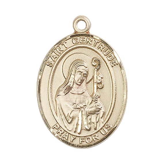 14KT GOLD ST GERTRUDE OF NIVELLES MEDAL - 1" x 3/4"