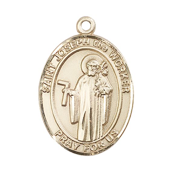 14KT GOLD ST JOSEPH THE WORKER MEDAL - 1" x 3/4"