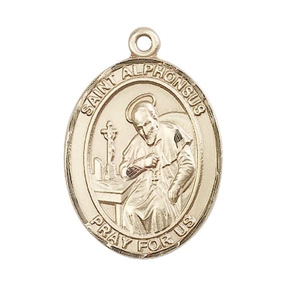 14KT GOLD ST ALPHONSUS MEDAL - 1" x 3/4"
