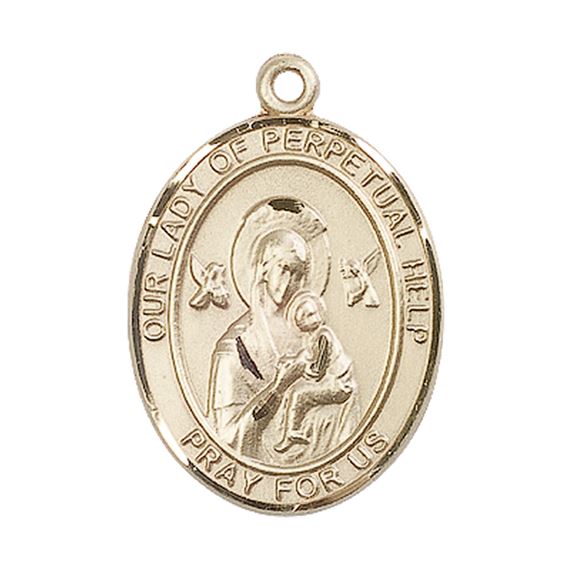 14KT GOLD OUR LADY OF PERPETUAL HELP MEDAL - 1" x 3/4"
