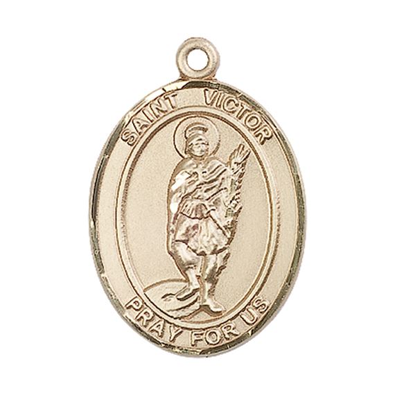14KT GOLD ST VICTOR OF MARSEILLES MEDAL - 1" x 3/4"