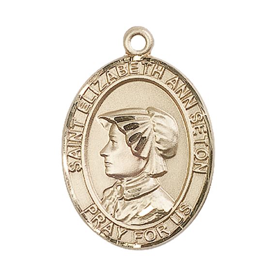 14KT GOLD ST ELIZABETH ANN SETON MEDAL - 1" x 3/4"