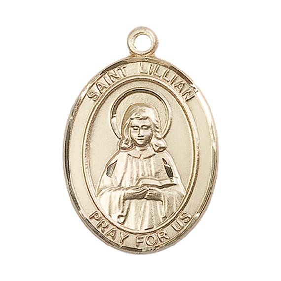 14KT GOLD ST LILLIAN MEDAL - 1" x 3/4"