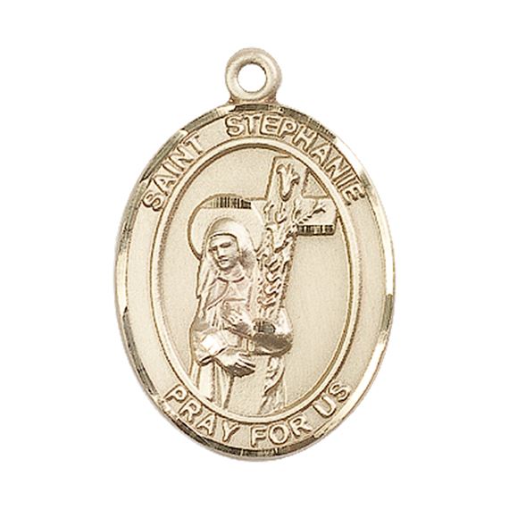14KT GOLD ST STEPHANIE MEDAL - 1" x 3/4"