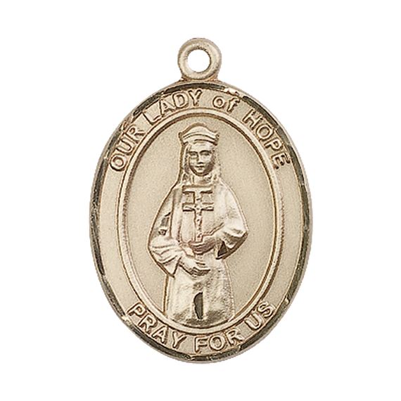 14KT GOLD OUR LADY OF HOPE MEDAL - 1" x 3/4"