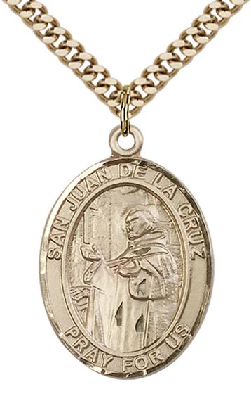 14KT GOLD FILLED SAN JUAN DE LA CRUZ PENDANT WITH CHAIN - 1" x 3/4"