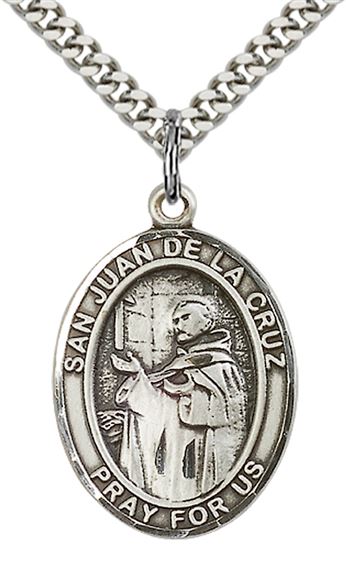 STERLING SILVER SAN JUAN DE LA CRUZ PENDANT WITH CHAIN - 1" x 3/4"
